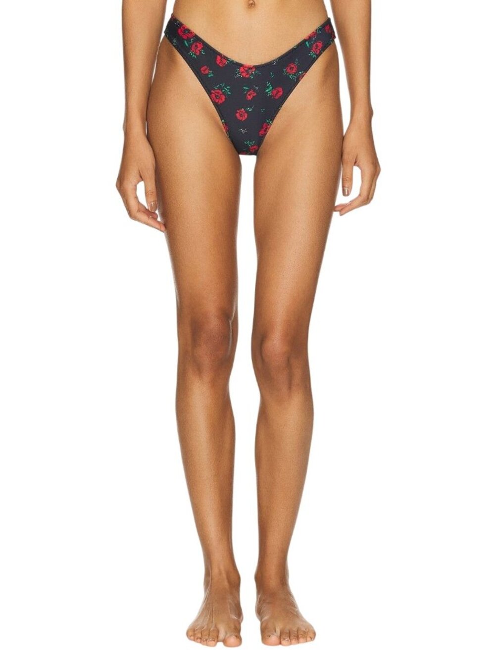 LPA Antonia Bikini Bottoms in Black Poppy Floral Small Womens Swimsuit